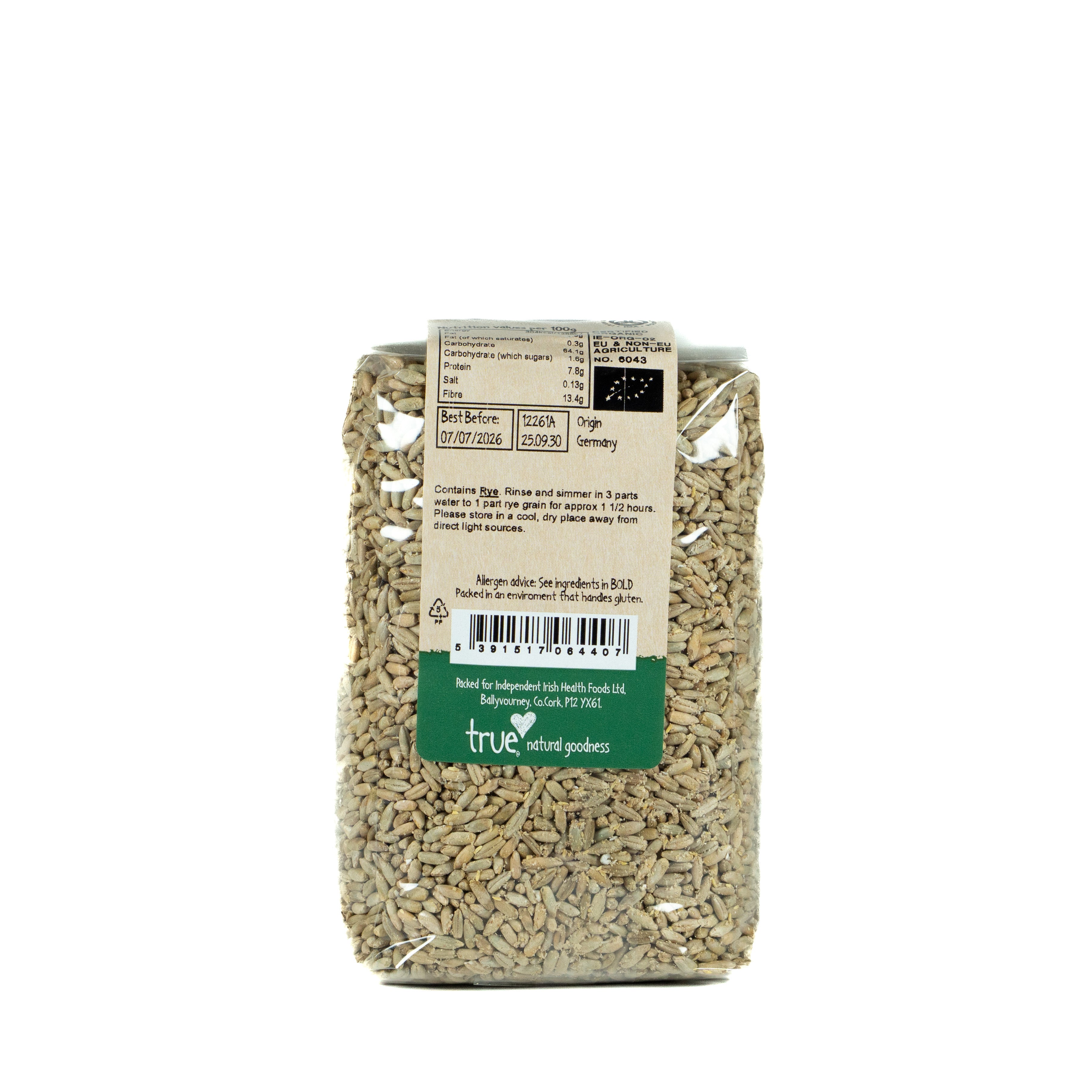 True Natural Goodness Organic Rye Grain 500g