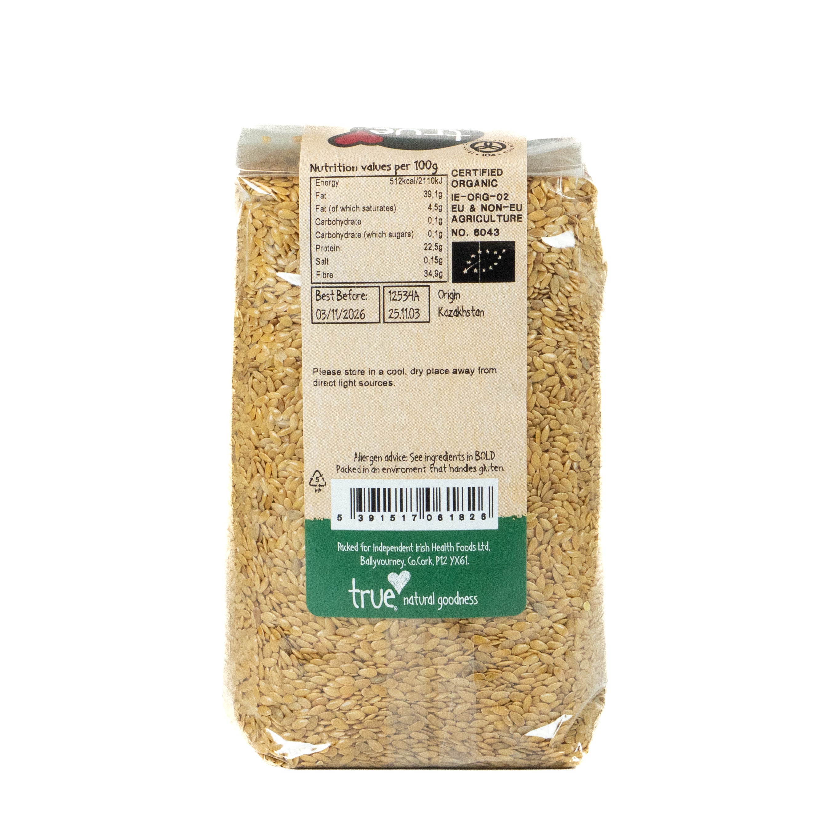 True Natural Goodness Linseed Golden Organic 500G