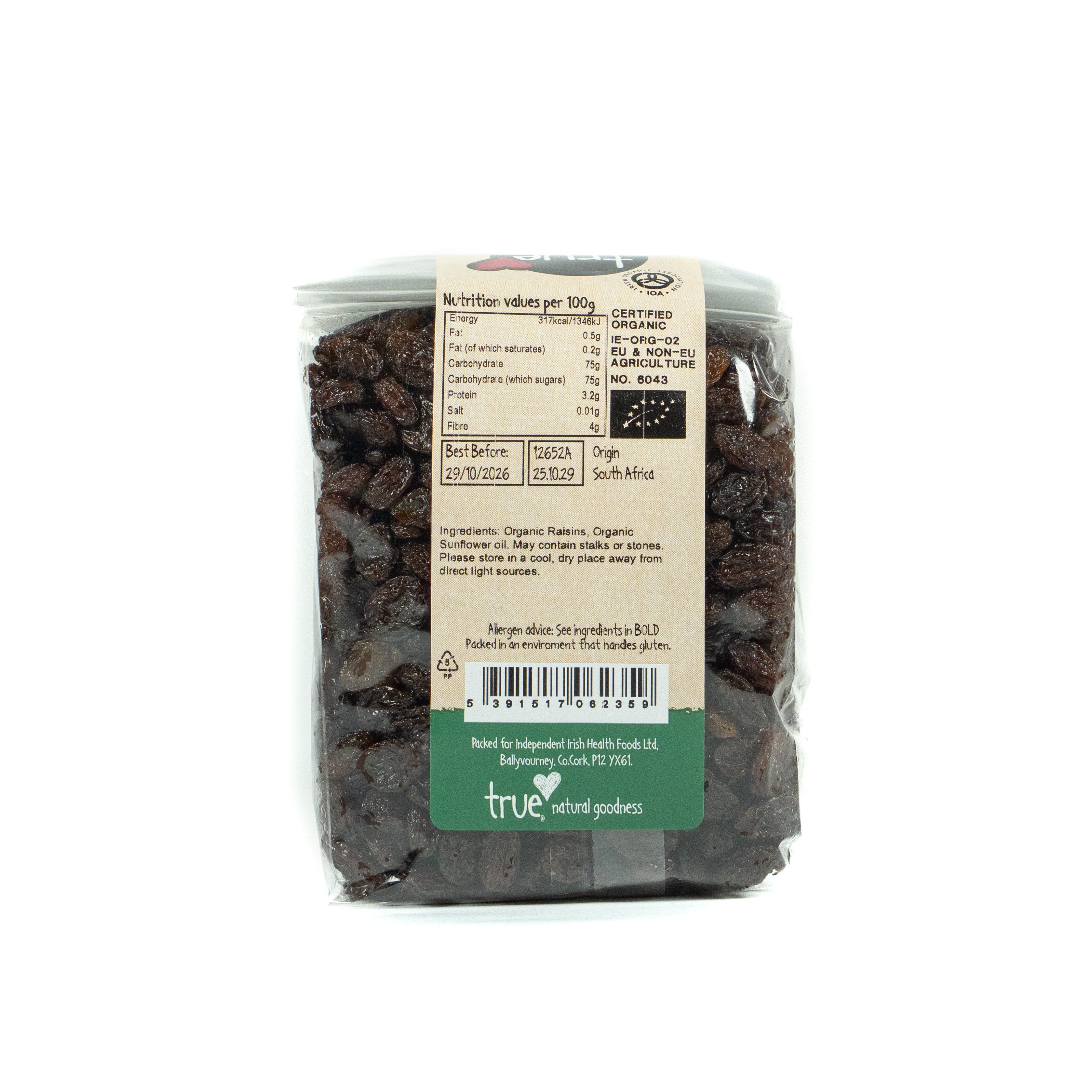True Natural Goodness Raisins Organic 500G