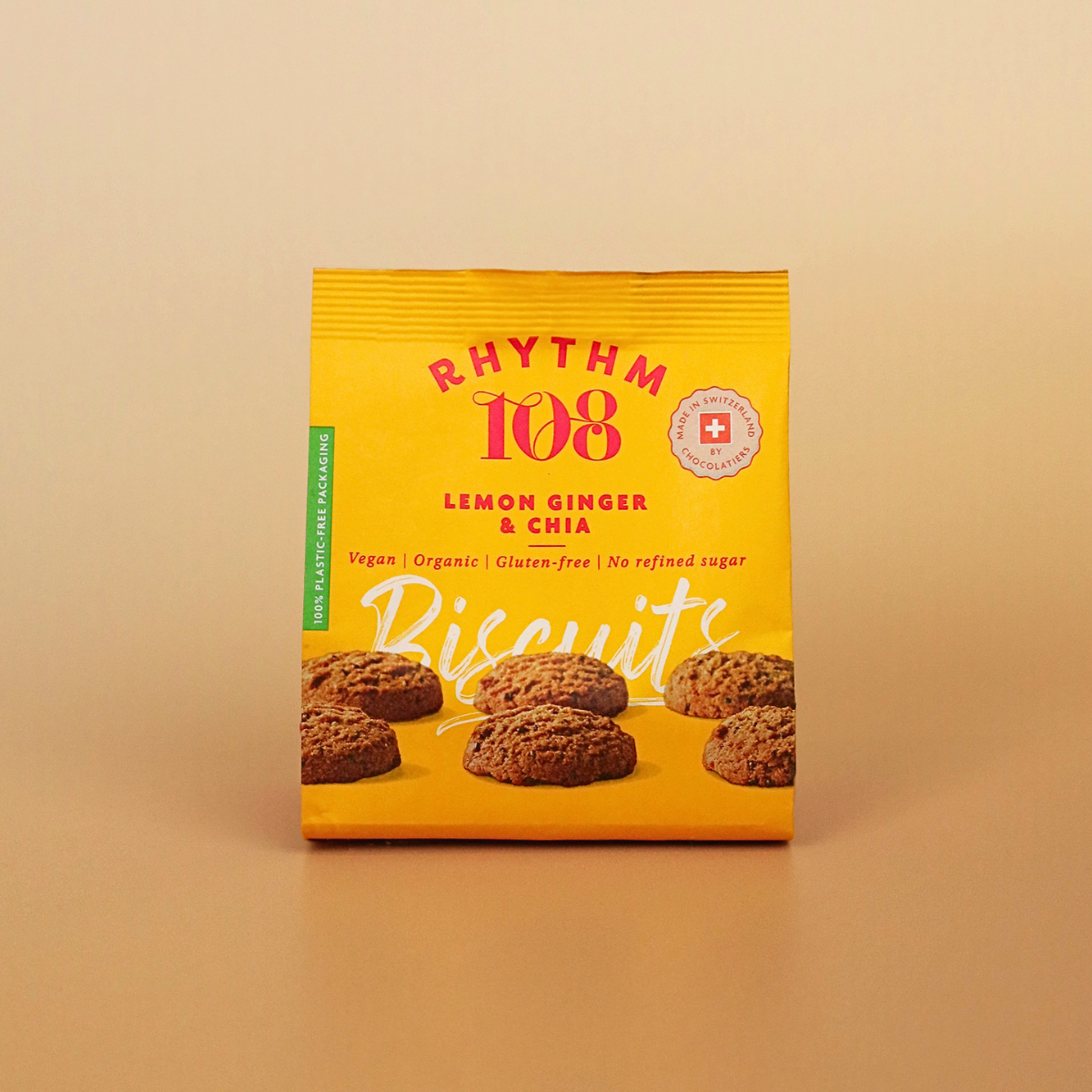 Rhythm 108 Organic Lemon, Ginger & Chia Cookie Share Bag 135g Gluten Free