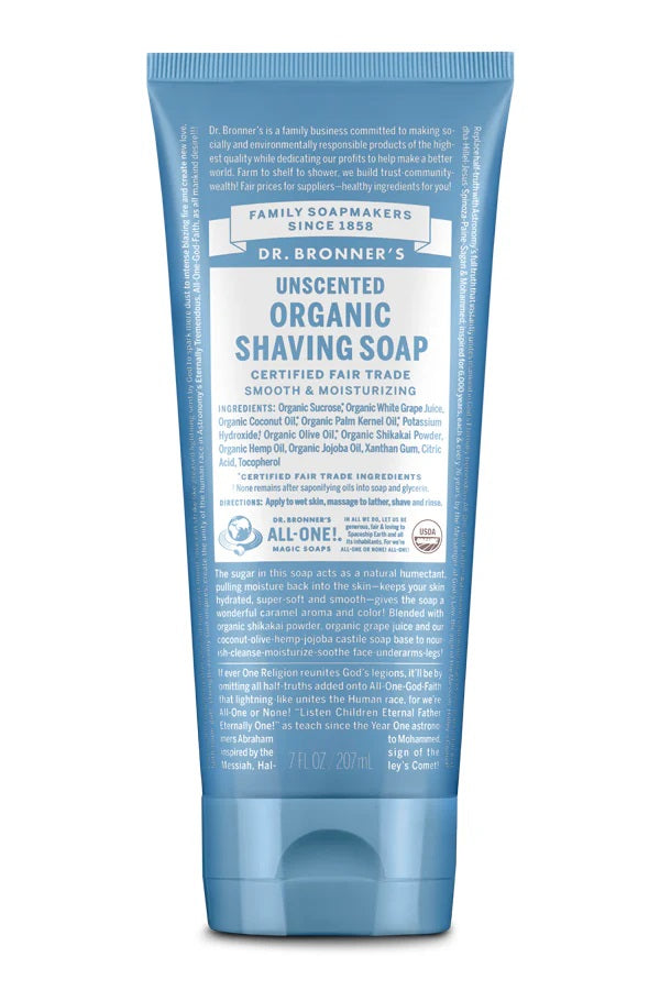 Dr. Bronner Organic Unscented Shaving Soap 208ml