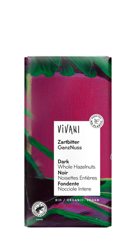 Vivani Organic Chocolate Dark With Whole Hazelnuts 100g