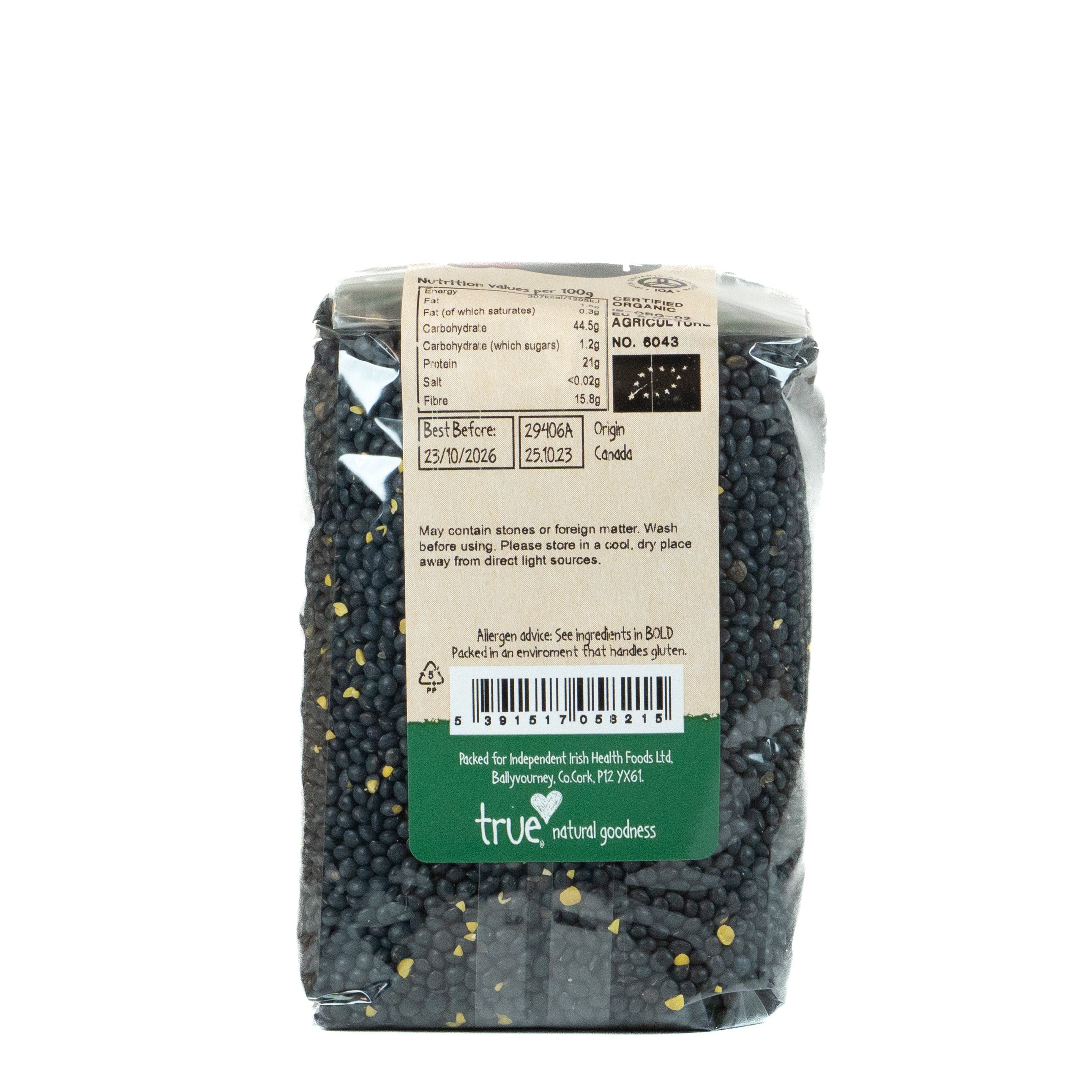 True Natural Goodness Organic Black Beluga Lentils 500g