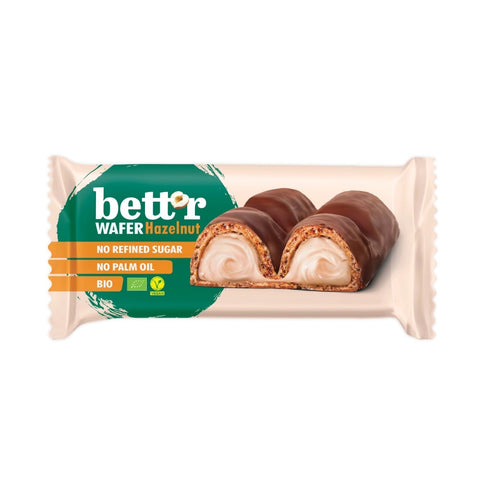 Bett'r Organic Wafer Bar With Hazelnut Cream Filling 33g Vegan