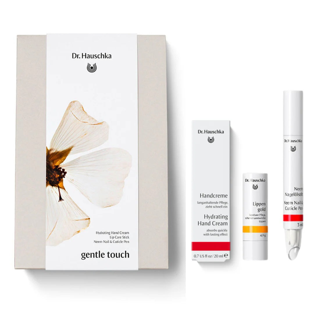 Dr.Hauschka Gentle Touch Gift Set Hydrating Hand Cream Lip Care Stick Neem Nail & Cuticle Pen
