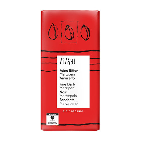 Vivani Fine Dark Marzipan 60% Amaretto Chocolate 100g