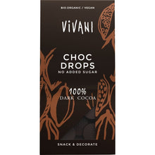 Vivani Organic Chocolate Drops 100% Cacao 100g