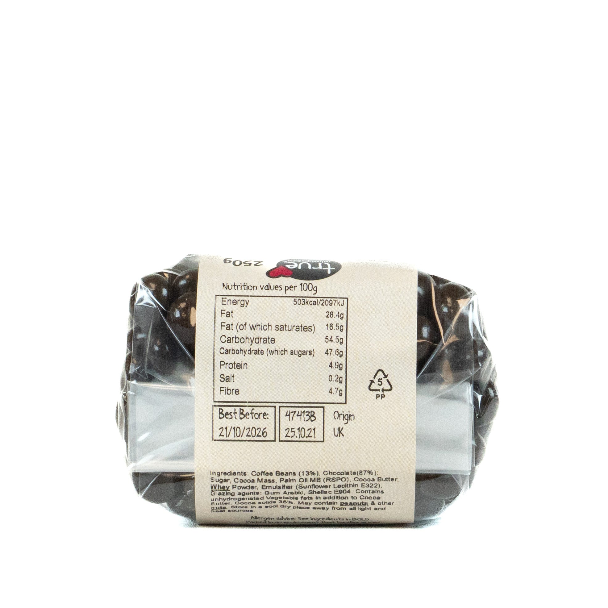 True Natural Goodness Dark Chocolate Coffee Beans 250g