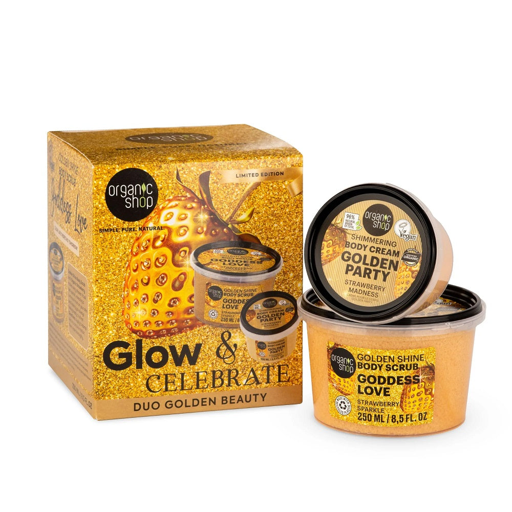 Organic Shop Glow & Celebrate Golden Beauty Gift Set 350ml