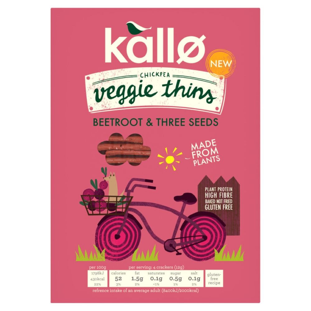 Kallo Beetroot Mixed Seed Veg Thins 100g GF