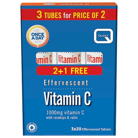 Quest Vitamin C Effervescent 1000mg Triple Pack (3x20tabs)