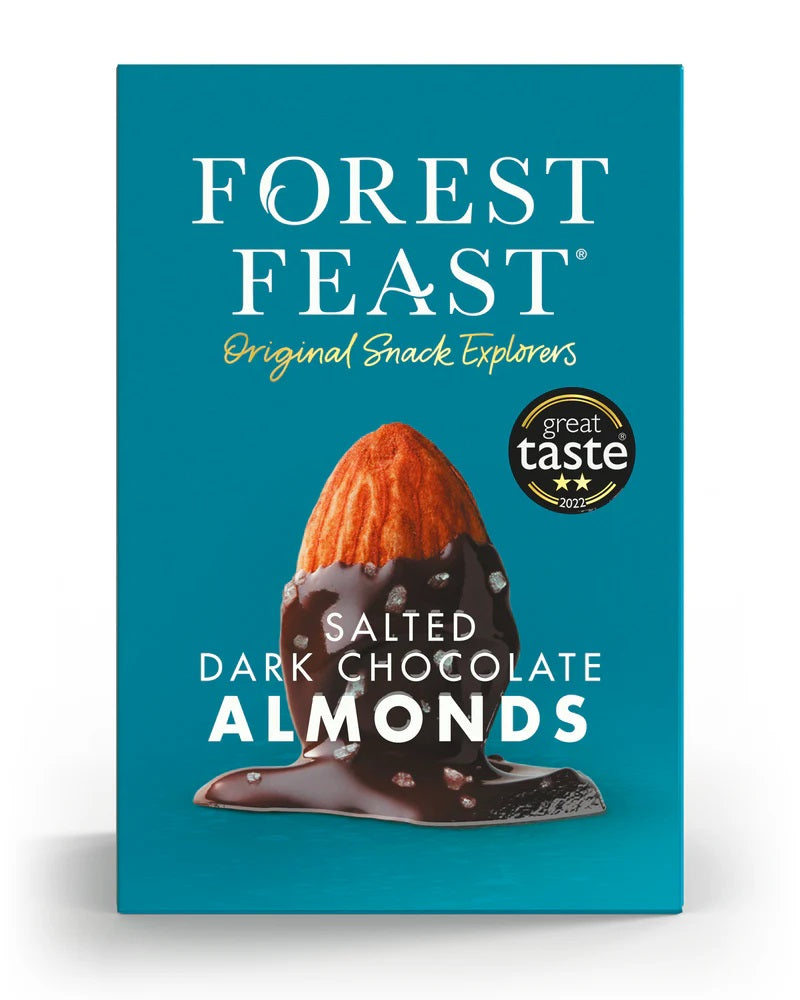 Forest Feast Salted Dark Chocolate Amonds 140g Cube Box