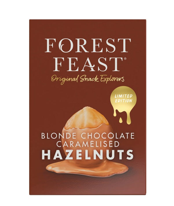 Forest Feast Blonde Chocolate Caramelised Hazelnuts 100g Cube Box