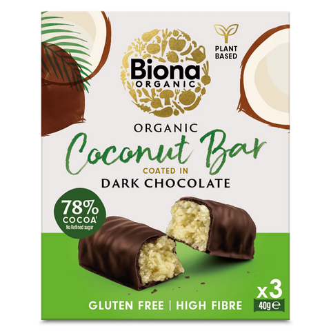 Biona Organic Dark Chocolate Coconut Bar Multi Pack 3*40g