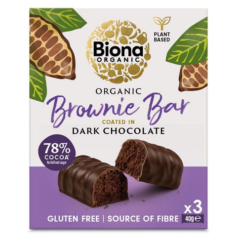 Biona Org Dark Chocolate Brownie Bar Multi Pack 3*40g GF