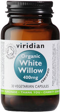 Viridian Organic White Willow 400mg 30 Veg Caps