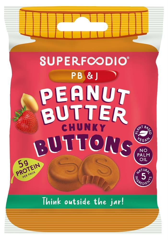 Superfoodio Peanut Butter Buttons - PB & Jelly G/F Vegan 20g