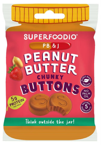 Superfoodio Peanut Butter Buttons - PB & Jelly G/F Vegan 20g