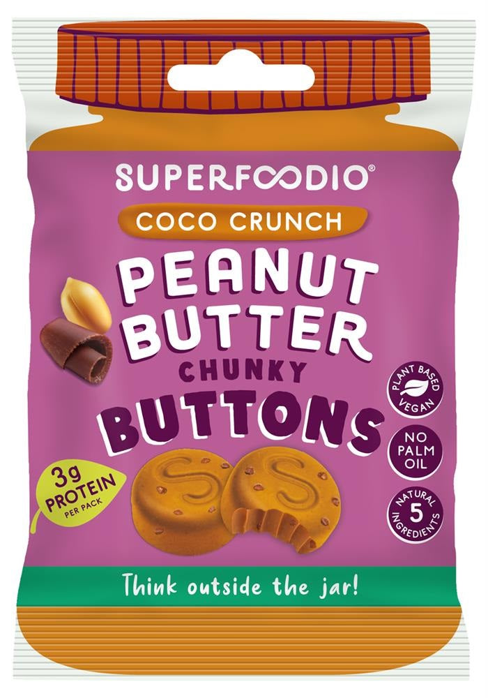 Superfoodio Peanut Butter Buttons - Coco Crunch G/F Vegan 20g
