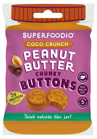 Superfoodio Peanut Butter Buttons - Coco Crunch G/F Vegan 20g