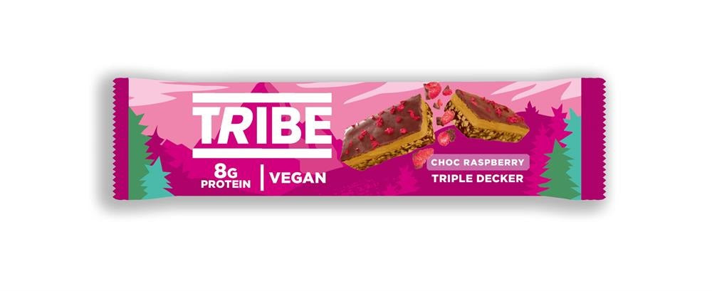 Tribe Triple Decker Choc Raspberry 40g Gluten Free Vegan