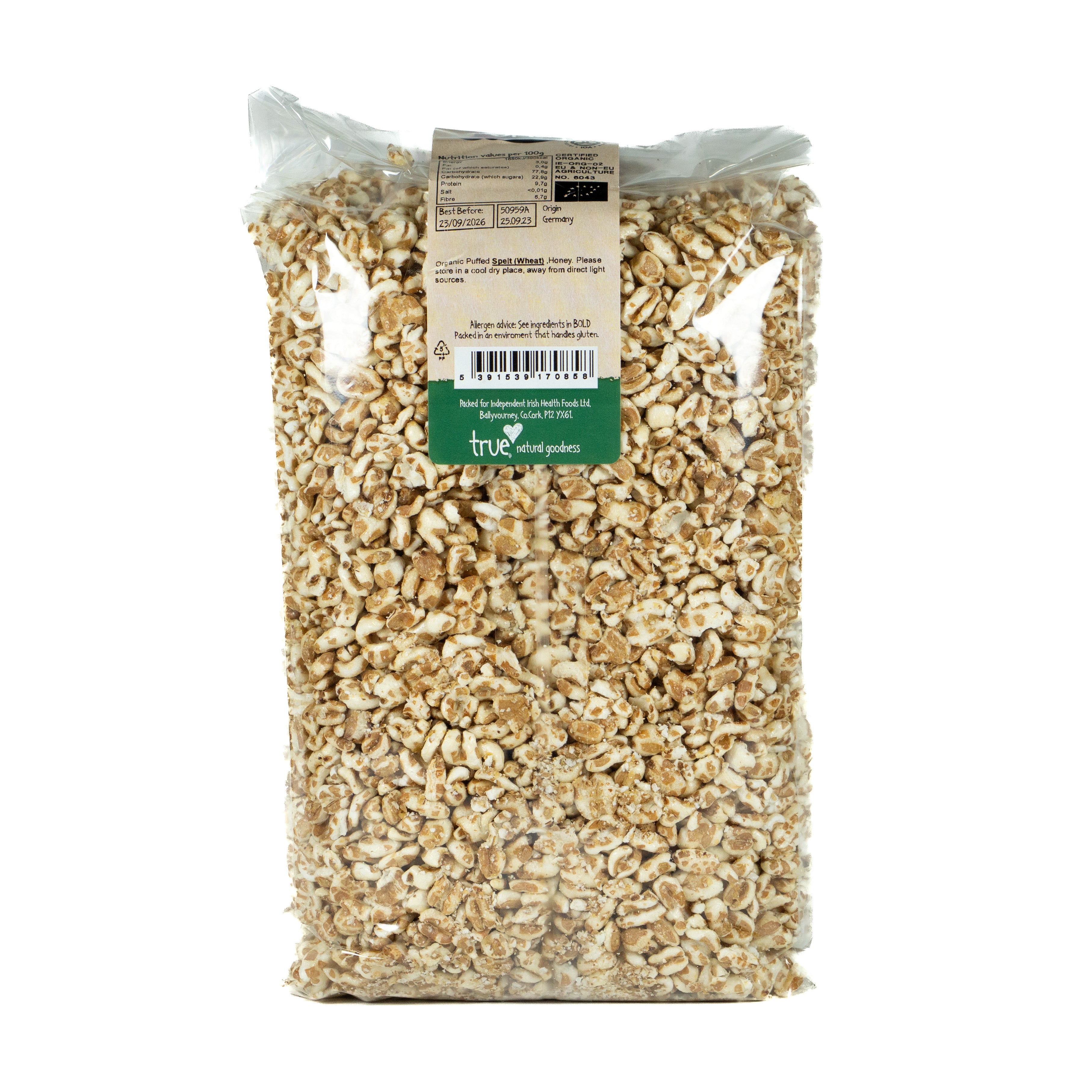 True Natural Goodness Organic Spelt Puffs Honey 375g