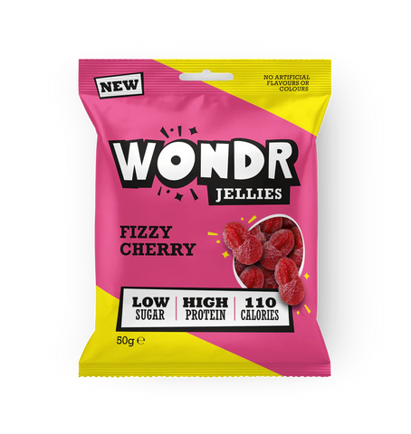 Wondr Jellies Fizzy Cherry 50g - Low Sugar High Protein Sweets