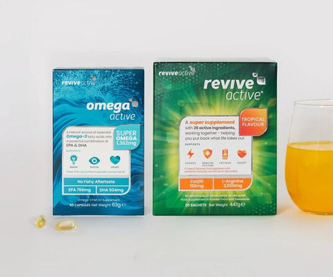 Revive Active Health Supplement Tropical 30 Sachets + Omega Active 30 Caps