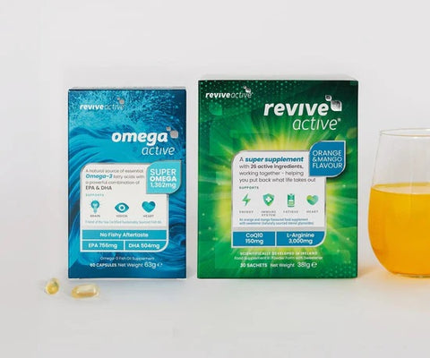 Revive Active Health Supplement Orange & Mango 30 Sachets + Omega Active 30 Caps
