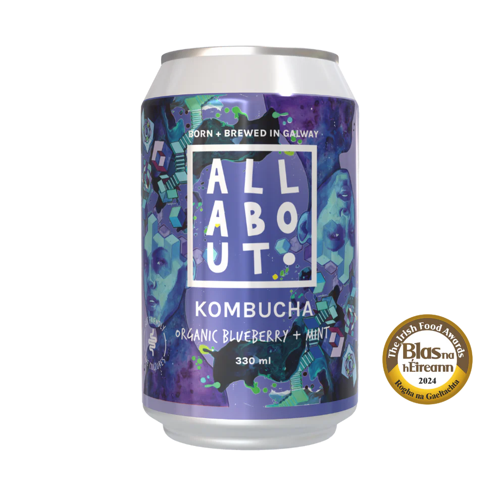 All About Kombucha Organic Blueberry & Mint Can 330ml