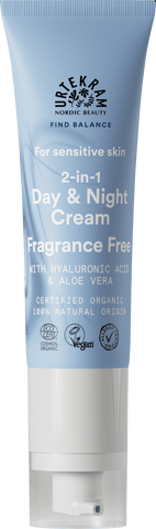 Urtekram Organic Fragrance Free 2 in 1 Day & Night Cream 15ml Sensitive Skin