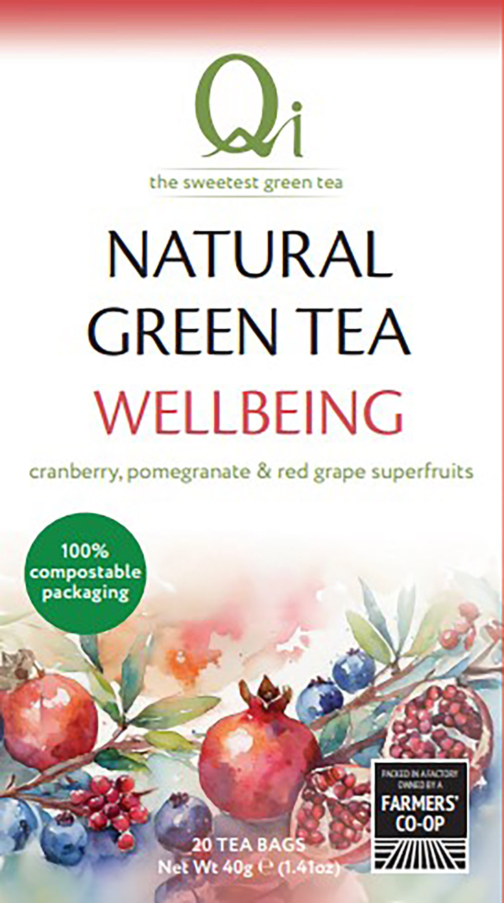Qi Green Tea Natural Green Tea Wellbeing 20 Bags