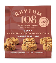 Rhythm 108 Hazelnut Chocolate Chip Biscuit Share Bag G/F 135g Vegan