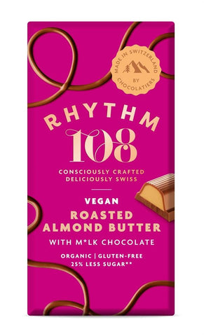Rhythm 108 Organic Choc Tablet - Roasted Almond 100g GF Vegan