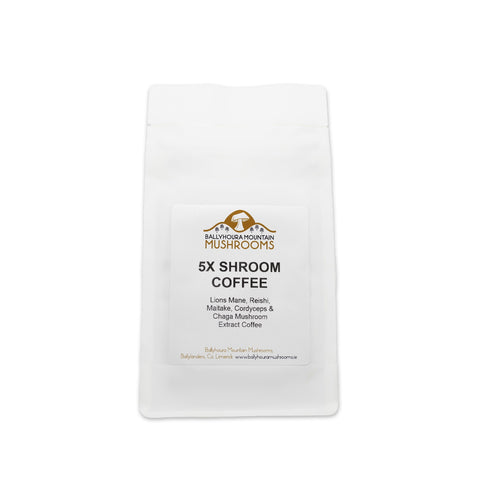 Ballyhoura 5 Mushroom Coffee Lions Mane Reishi Maitake Cordyceps & Chaga Mushroom Extract Coffee 200g
