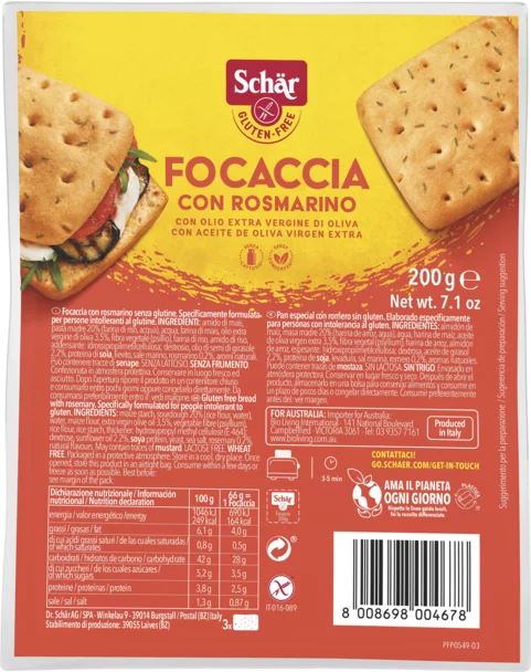Schär Focaccia Rosemary Gluten Free 200g