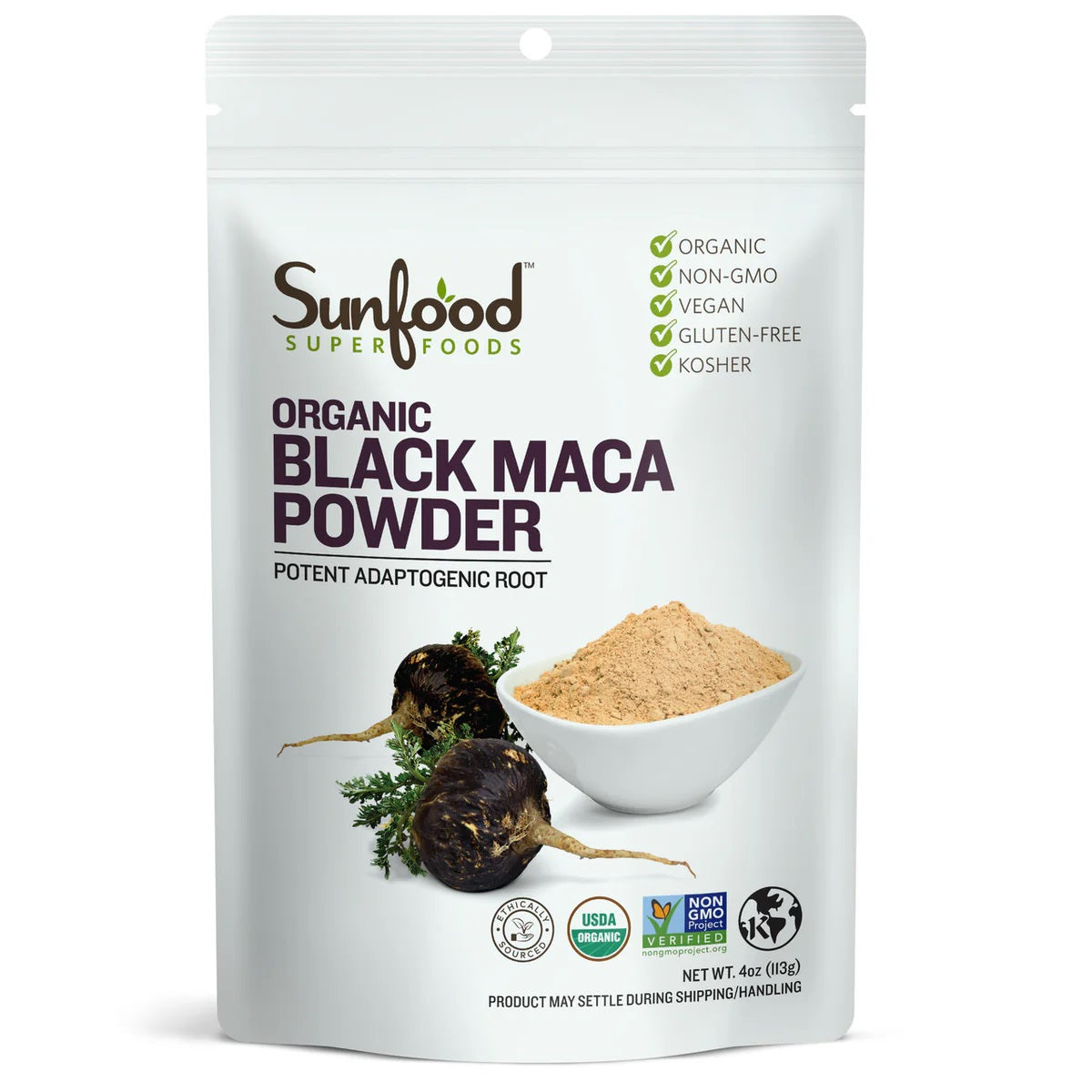 Sunfood Superfoods Organic Black Maca Powder 113g