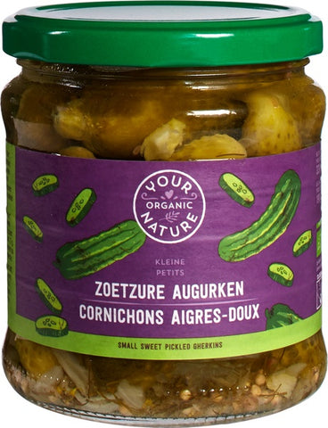 Your Organic Nature Organic Sweet & Sour Pickled Gherkins 330g