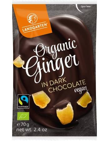 Landgarten Organic Ginger In Dark Chocolate 70g