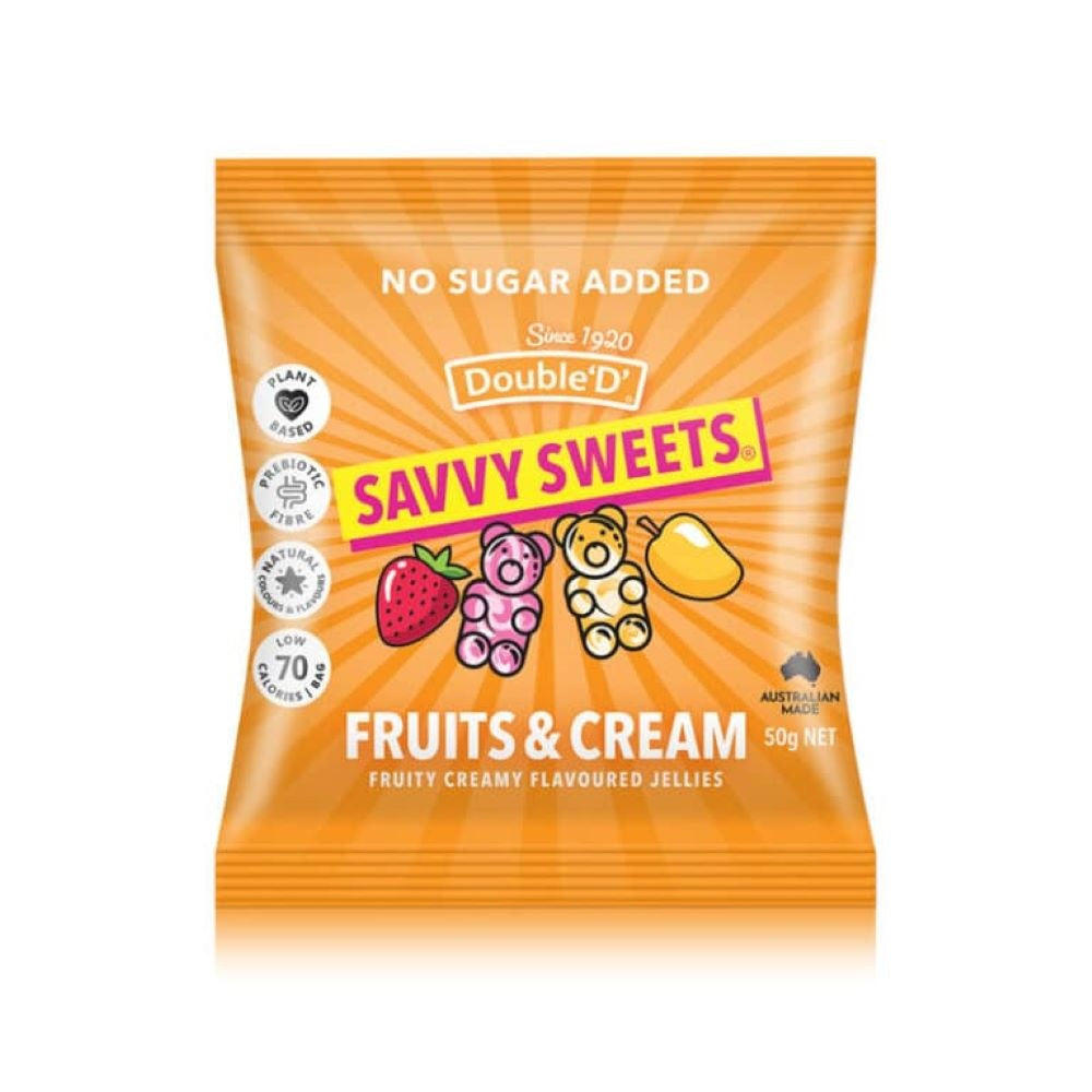 Savvy Sweets Fruits & Cream Sweets 50g NAS GF