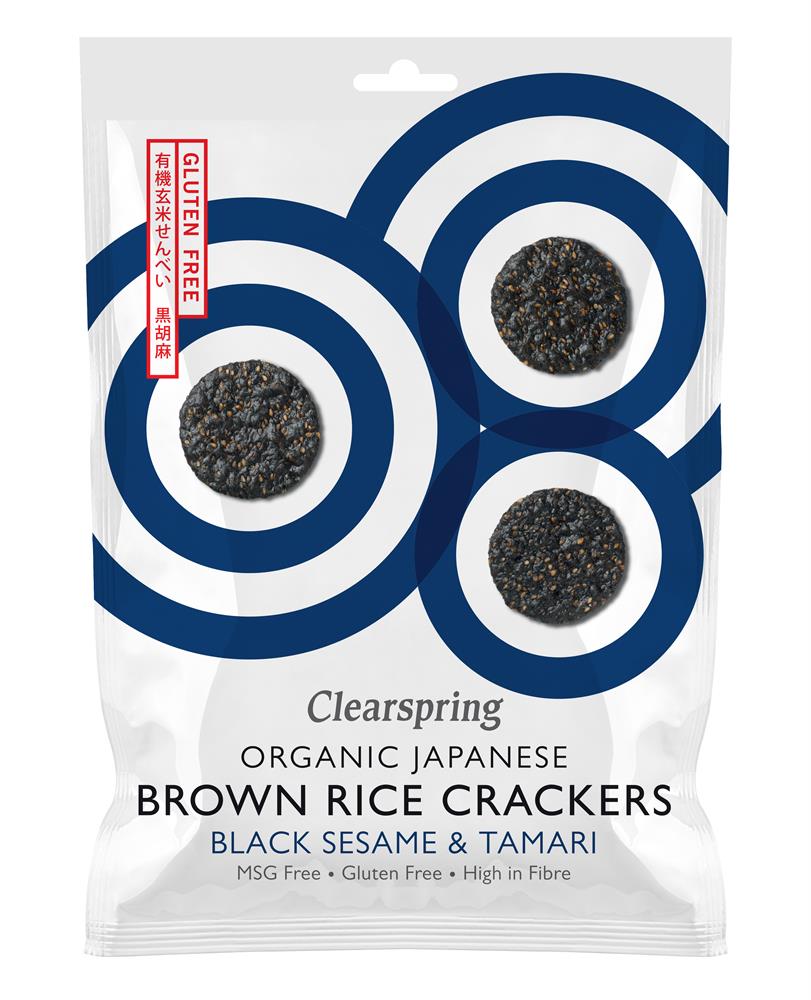 Clearspring Organic Brown Rice Crackers Black Sesame 40g