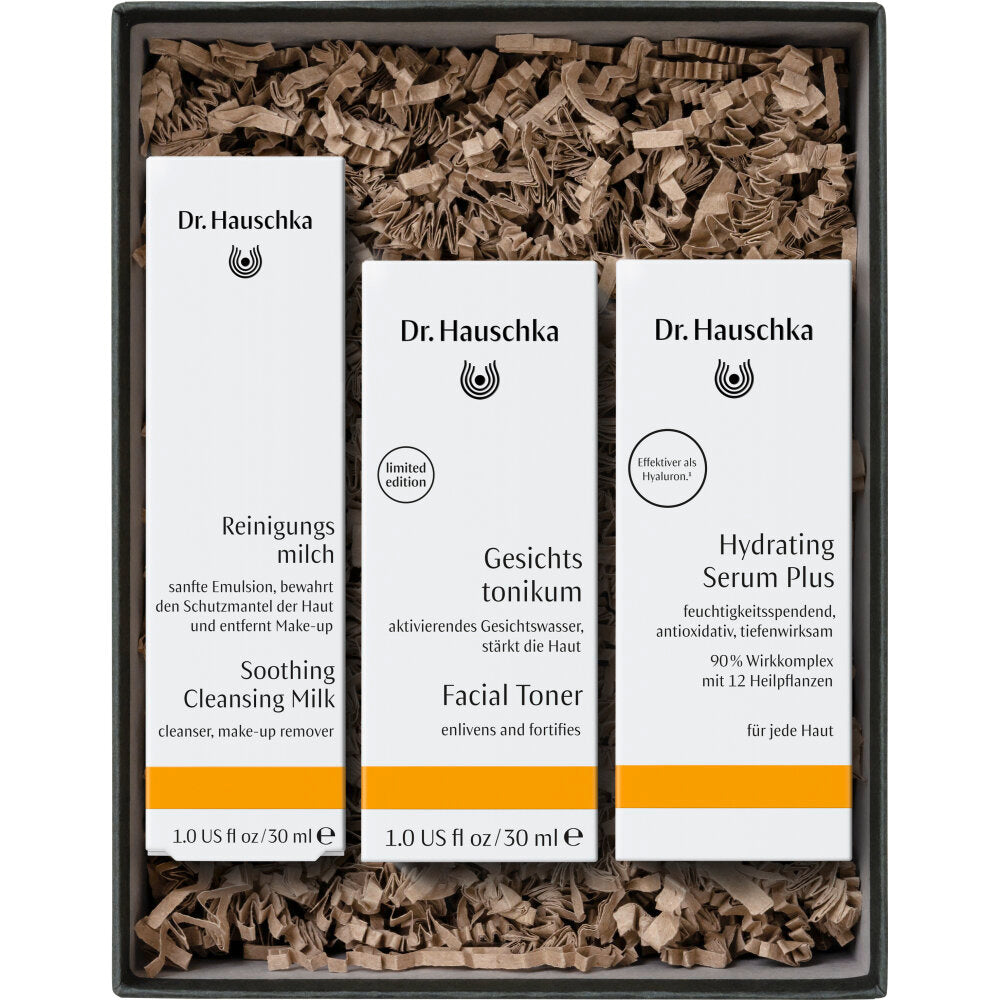 Dr.Hauschka Fresh Gift Set Facial Toner Hydrating Serum Plus & Soothing Cleansing Milk