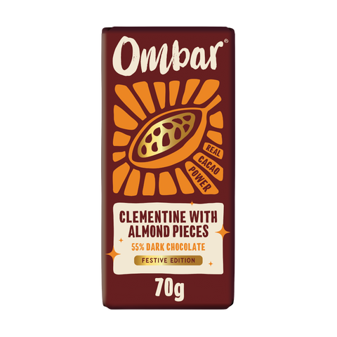 Ombar Organic Clementine With Almond Pieces 70g