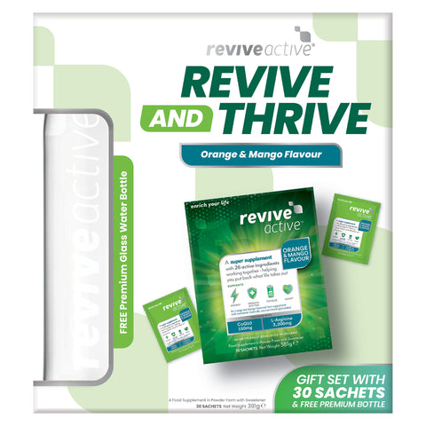 Revive Active Revive & Thrive 1 month Orange & Mango + Free Glass Water Bottle