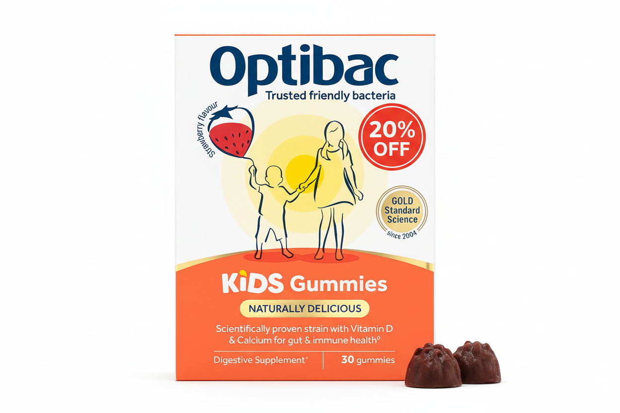 Optibac Kids Gummies full size with 20% OFF sticker