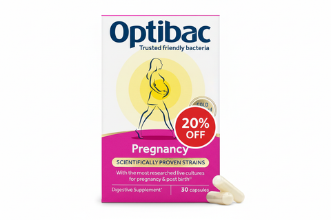 Optibac Pregnancy with 20% OFF sticker on product