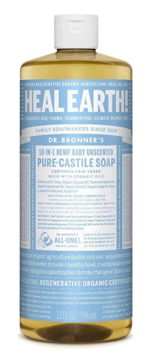 Dr Bronner Organic Baby Mild Castile Liquid Soap 1L