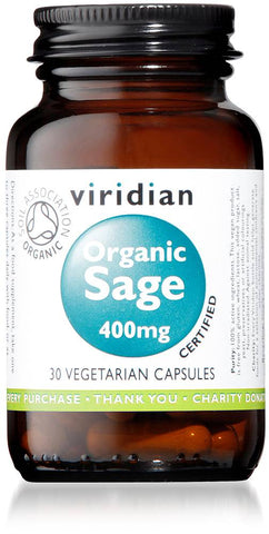 Viridian Organic Sage 400Mg 30 Caps