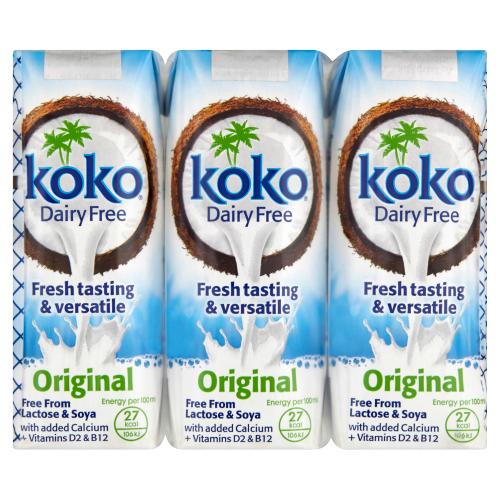 Koko Coconut Milk Dairy Free Original + Calcium 3X250ml