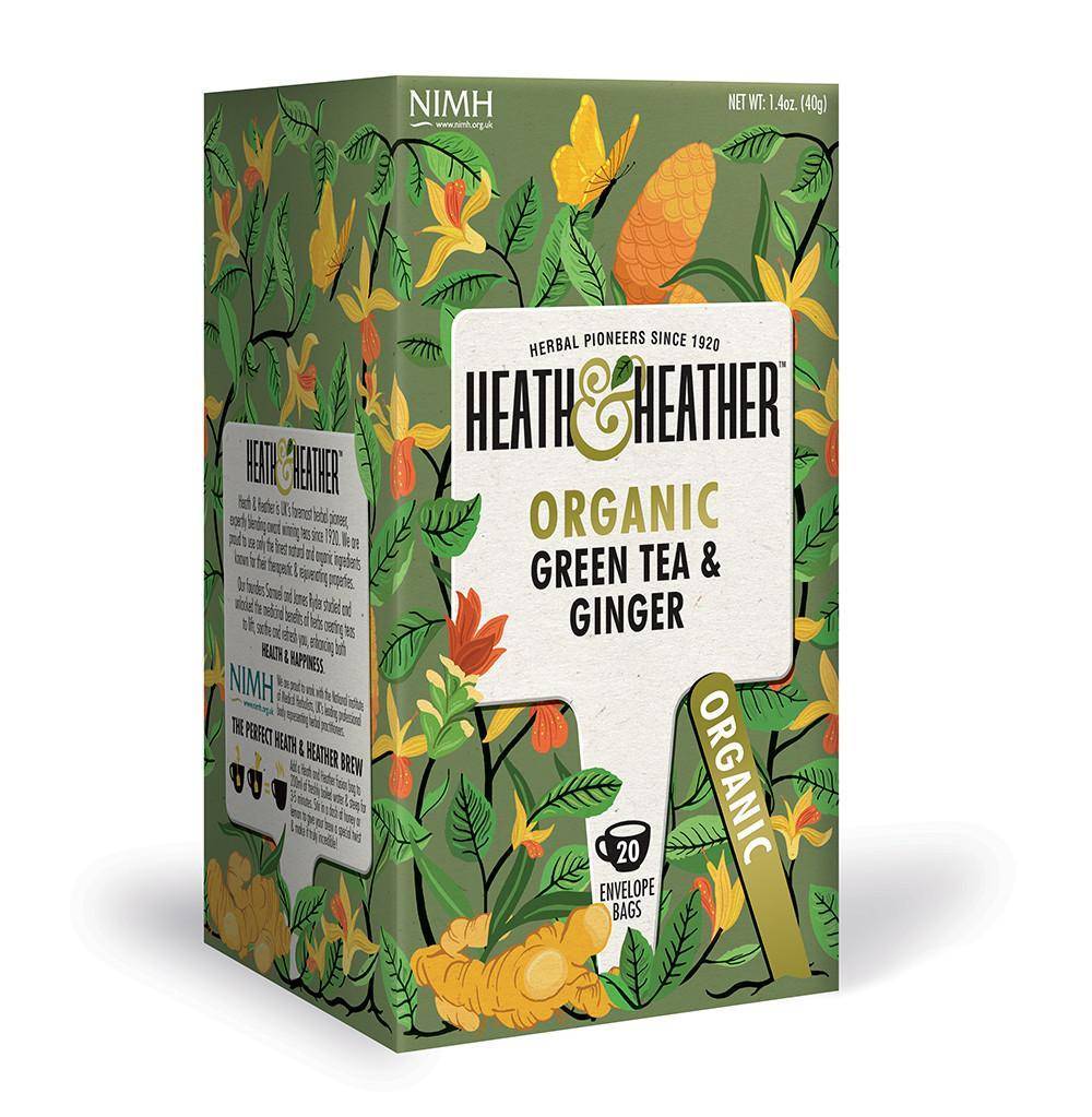Heath & Heather Organic Green Tea & Ginger Tea 20 Bags